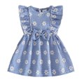 thumbnail image 1 of Tigivemen Toddler Girl Summer Dress Casual Clothes Floral Flutter Sleeve Beach Sundress Cute Bow Dresses Size 6-9 Months, 1 of 6