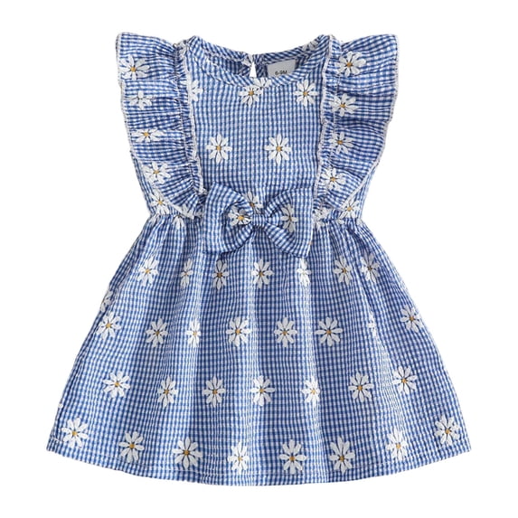 Tigivemen Toddler Girl Summer Dress Casual Clothes Floral Flutter Sleeve Beach Sundress Cute Bow Dresses Size 6-9 Months