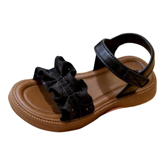 Tigivemen Toddler Girls Dress Sandals Summer Water Shoes for Kids Flowy Open Toe Sandal with Soft Sole Non Slip Black Size 12.5