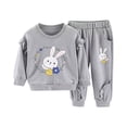 thumbnail image 1 of Tigivemen Toddler Girls Fall Clothes Long Sleeve Outfits Baby Girl Clothes Kids Printed Sweatshirt Pant and Top Set Grey Size 3-4 Years, 1 of 6