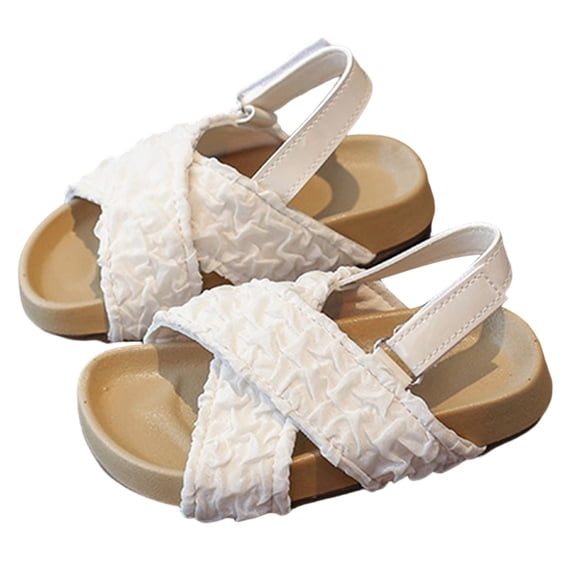 Tigivemen Toddler Sandals for Girls Soft Sole Summer Shoes Dressy Comfortable Sandal Casual Non Slip Kids Girl Shoes White Size 9.5