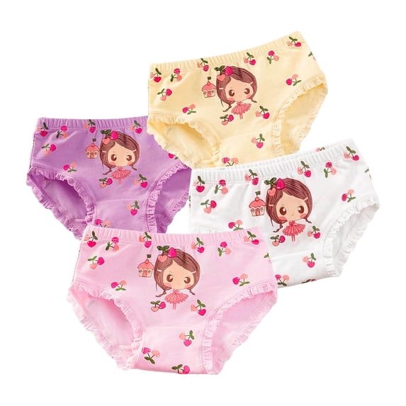 Mnyotv Toddler Underwear Girls Panties Kids Briefs Comfortable Cotton Underpants 4Packs Size 6-7 Years
