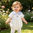 thumbnail image 1 of Tigivemen Unisex Newborn Outfits Short Sleeve Lapel Rompers Embroidery Fall Clothes Baby Bodysuits Size 3-6 Months,Light Blue, 1 of 6