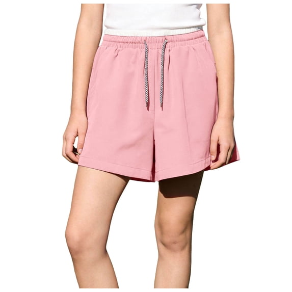 Tigivemen Workout Running Shorts Girls Athletic Shorts Summer Basketball Soccer Sweatshorts with Pockets for Kids Pink 11-12 Years