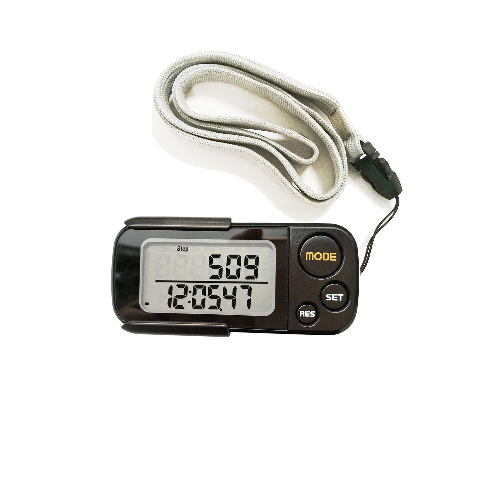 Tignapoo LCD Display Calorie Counter 3D Tri-Axis Black Pedometer Clips with Lanyard, Battery, and Screwdriver