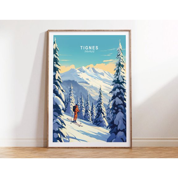 Tignes France Alpine Ski Resort Print, Unframed Paper Print Size 8x12