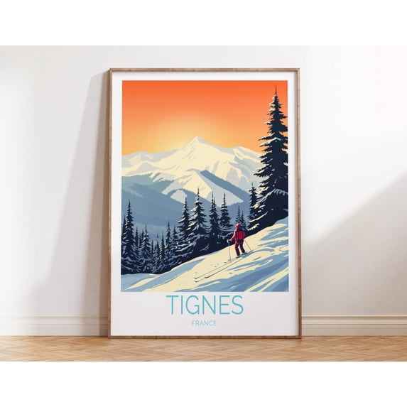 Tignes France French Alps Ski Resort Print, Unframed Canvas Size 8x12