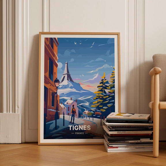 Tignes France Ski Resort Poster French Alps Travel Art C20529