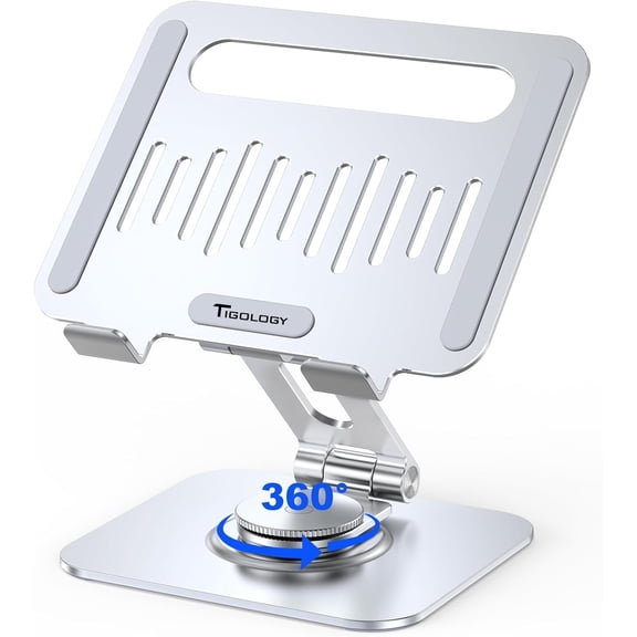 Tigology Aluminum Tablet Stand, 360 Rotating iPad Holder Fits 4-13" | Foldable adjustable design