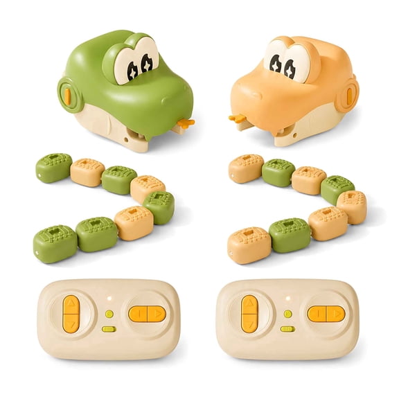 Tigozz 2-Pack Remote Control Snake Toys for Kids, Rechargeable Block-Eating RC Cars with 16 Food Pieces, Sound Effects, 2 Controllers