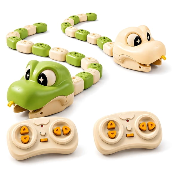 Tigozz 2-Player RC Snake Racing Game for Kids Ages 3 and Up, USB Rechargeable Magnetic Collecting Toys with Remotes, Sound, Lights