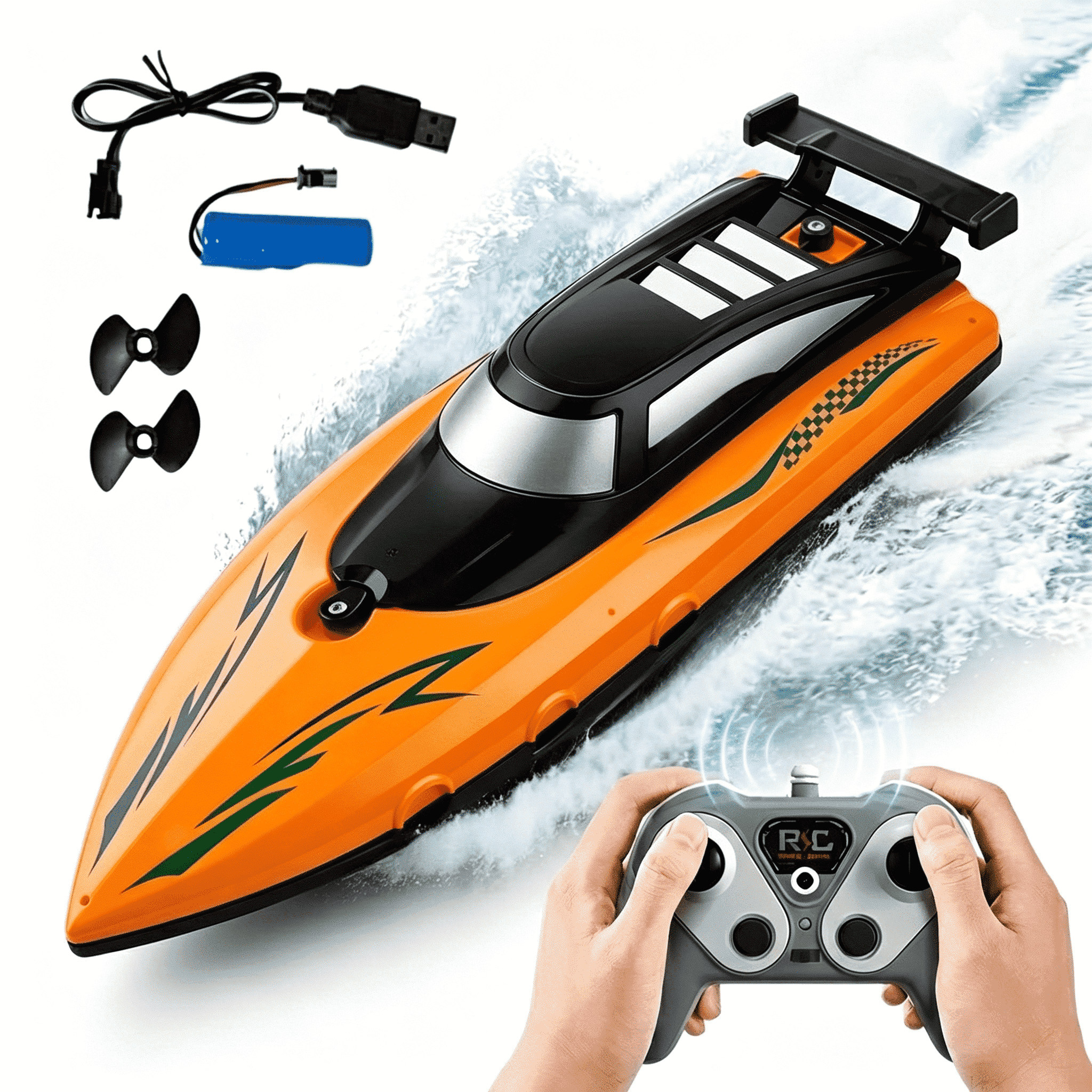 Tigozz RC Boat, 2.4GHz High Speed Remote Control Boat for Pools and Lakes, 12MPH Fast Racing Boat for Kids & Adults