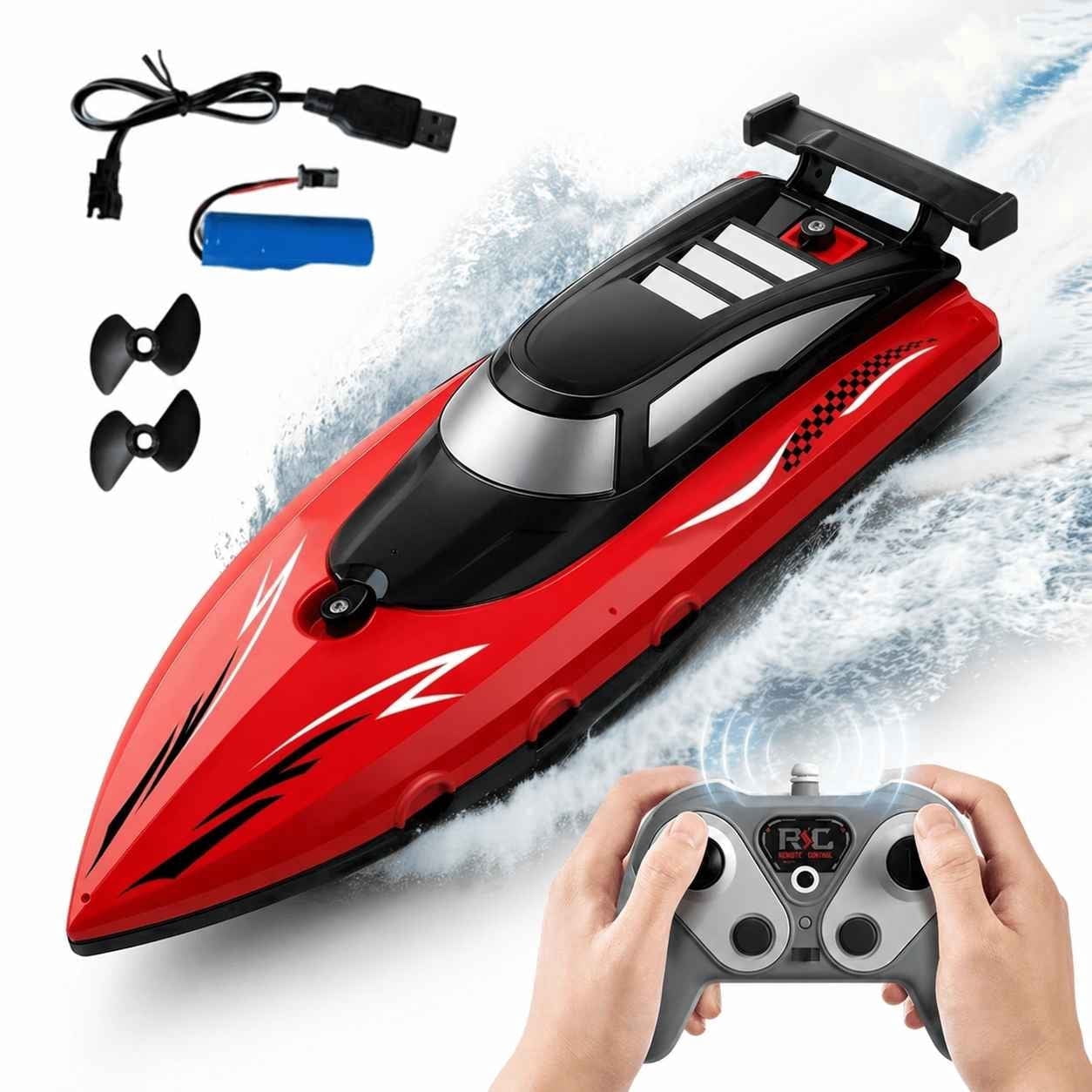 Tigozz RC Boat, 2.4GHz High Speed Remote Control Water Toy for Kids Boys and Adults, Racing Speedboat for Pools and Lakes