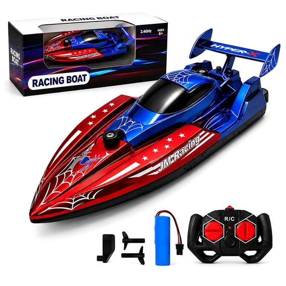 Tigozz RC Boat, 2.4GHz Remote Control Racing Boat with Rechargeable Battery, Dual Motor Spider Style Water Toy for Pools, Ponds & Lakes, Ages 6+