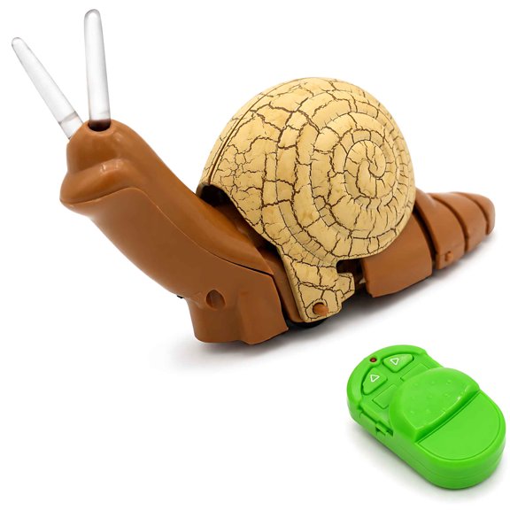 Tigozz Realistic RC Snail Remote Control Animal Toy with Glowing Eyes, 2-Button Infrared Controller, Brown Tabletop Toy, Batteries Included, Ages 6+
