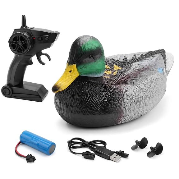 Tigozz Remote Control Boat for Kids, 2.4 GHz Rechargeable Mallard Duck Toy with 50 m Range, Twin Propellers for Pools, Ponds and Garden Decor