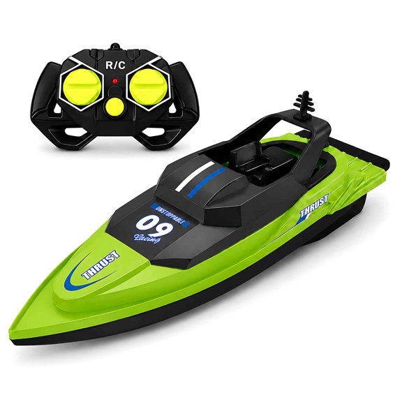 Tigozz Remote Control Boat for Swimming Pools, 2.4GHz Twin-Propeller Racing Craft with 4-Way Steering, Ages 6+, Green