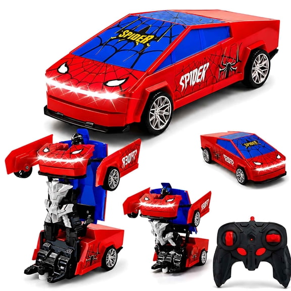 Tigozz Spider Transform RC Car Toy, 2 in 1 Futuristic Pickup Robot 2.4GHz Remote Control Vehicle with LED Light Effects for Kids Boys Play Set