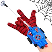 Tigozz Spider Web Shooter Toy for Kids, USB Rechargeable Wrist Launcher with Auto Reel, Suction Cup Target and Costume Glove, Red and Blue