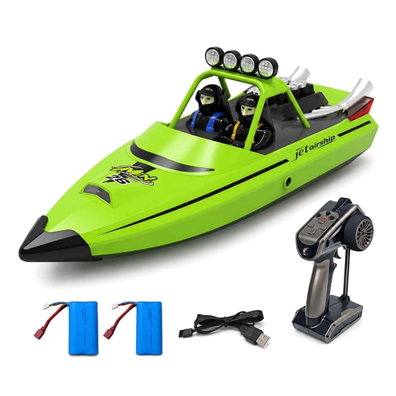 Tigozz TX725 RC Jet Boat, Up to 19 MPH Remote Control Boat with Self-Righting, Enclosed Jet Drive, 2 Batteries, LED Lights, for Pools and Ponds