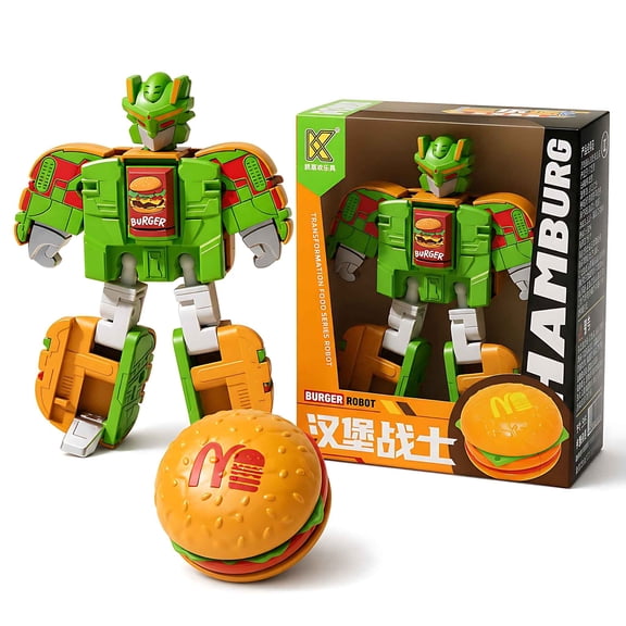 Tigozz Transforming Robot Toy, Burger Food Action Figure with Manual Conversion, Poseable Joints, Creative Pretend Play Gift