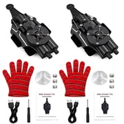 Tigozz Web Shooter Wrist Toy for Kids, 2 Pack USB Rechargeable Rope Launchers with Auto Reel, Suction Cups, Gloves and Cables, Black