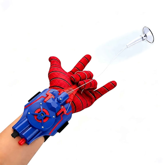 Tigozz Web Shooter Wrist Toy for Kids, USB Rechargeable Rope Launcher with Suction Cup, Auto Reel, Glove and Accessories for Role Play, Blue and Red