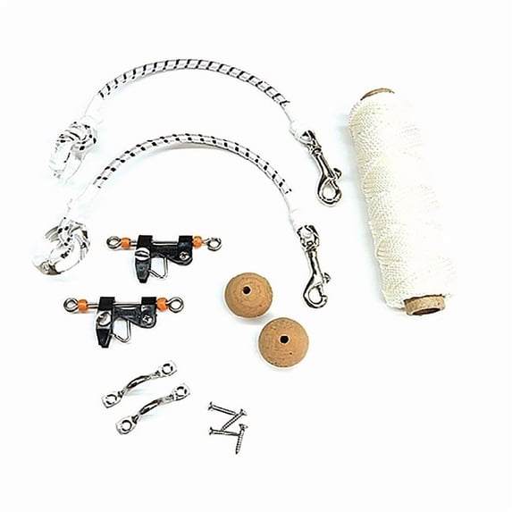 Tigress Economy Outrigger Single Rigging Kit, up to 15', White Nylon Braid