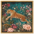 thumbnail image 1 of Tigris in a Floral Haven Canvas Chinoiserie Art by Art Remedy, Gold Frame, 24" x 24", 1 of 7