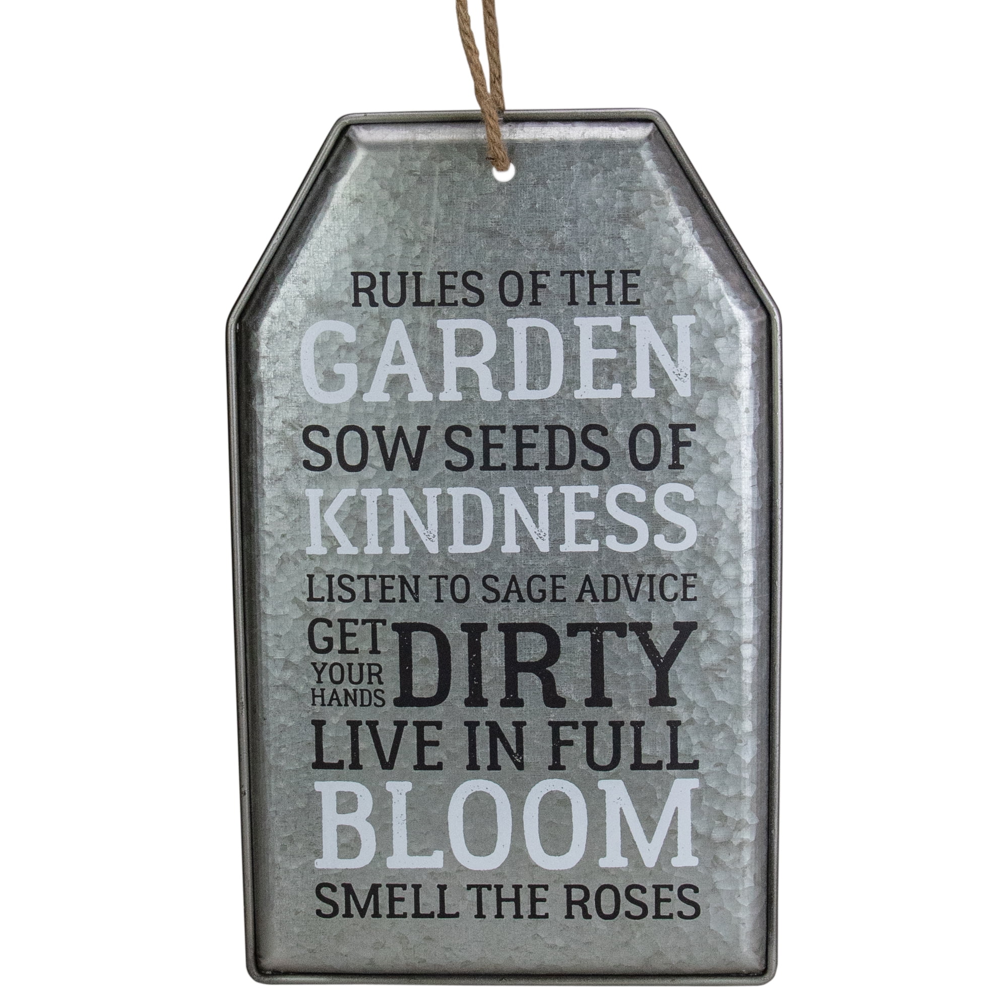 Distressed Silver Metal Outdoor Porch Rules Hanging Wall Decor