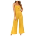thumbnail image 1 of Tii.MM Women Jumpsuits Cotton Linen Casual Sleeveless Spaghetti Strap Rompers Dressy Loose Wide Leg Pants Overalls, 1 of 7