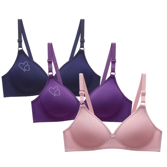 Tii.MM 3 Pack Women's Push up Cute Everyday Bra Comfort No Underwire T-Shirt Bra Lift up Wireless Small Cup Bralettes