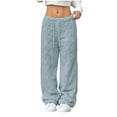thumbnail image 1 of Tii.MM Fluffy Pants for Women Comfy Cable Knitted Thermal Fuzzy Fleece Bottoms with Drawstring Winter Warm Sherpa Lounge Pants(Small,Light Blue), 1 of 6
