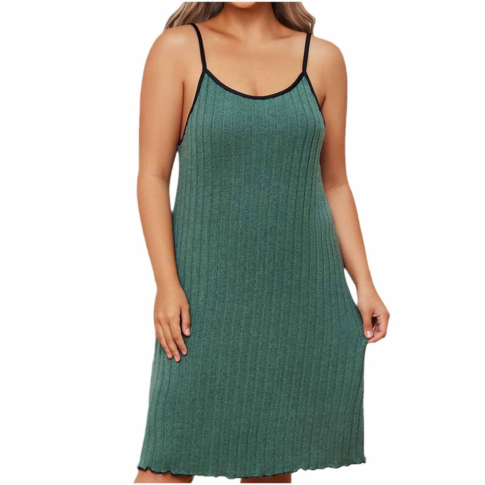 Tii.MM Plus Size Nightgowns for Women Ribbed Knit Comfy Sleeveless