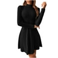 thumbnail image 1 of Tii.MM Sweater Dress for Women Turtleneck Long Sleeve Ribbed Knit A-Line Mini Dress Fall Winter Casual Dresses(Black,Small), 1 of 7
