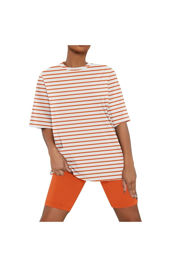 Tii.MM Two Piece Outfits for Women Summer Short Sleeve T-Shirt Tops Biker Shorts Sets Workout Sports Tracksuit