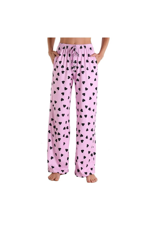 Women Comfy Casual Pajama Palazzo Pants Loose Lounge Wide Leg Pj Bottoms Pants Soft Sleepwear with Pockets
