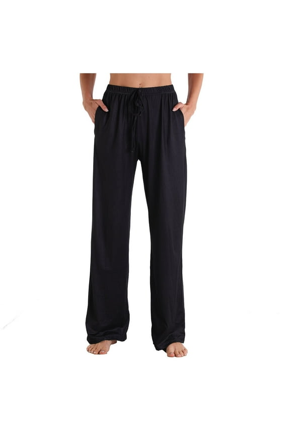 Women Comfy Casual Pajama Palazzo Pants Loose Lounge Wide Leg Pj Bottoms Pants Soft Sleepwear with Pockets