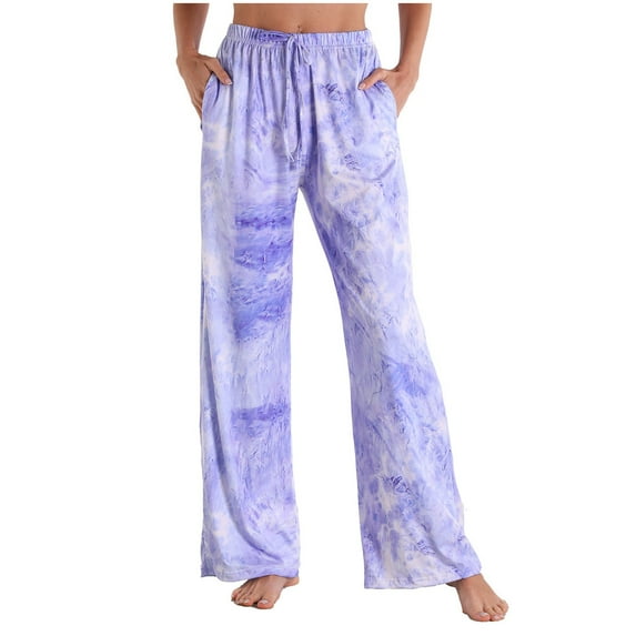 Tii.MM Women Comfy Casual Pajama Palazzo Pants Loose Lounge Wide Leg Pj Bottoms Pants Soft Sleepwear with Pockets