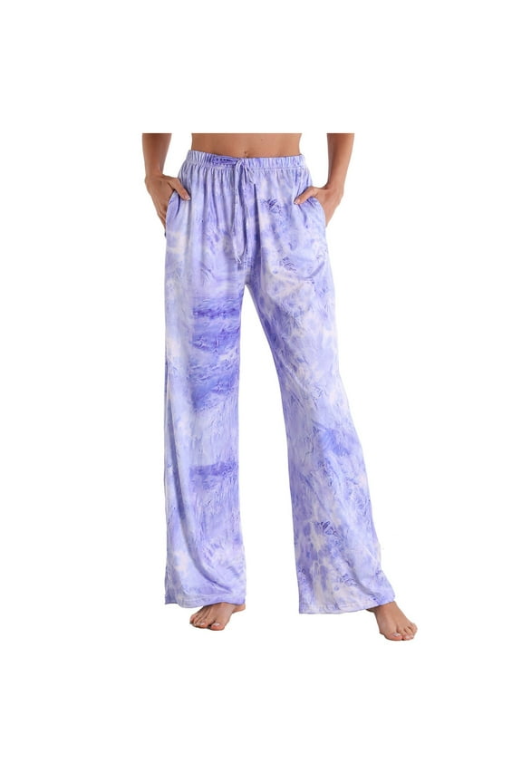Tii.MM Women Comfy Casual Pajama Palazzo Pants Loose Lounge Wide Leg Pj Bottoms Pants Soft Sleepwear with Pockets
