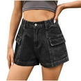 thumbnail image 1 of Tii.MM Womens Cargo Denim Shorts Summer Casual Elastic Waist Trendy Jeans Shorts with Button Zipper Pockets, 1 of 7