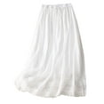 thumbnail image 1 of Tii.MM Womens Casual Cotton Linen Maxi Skirts Lace Trim A-Line Flowy Summer Boho Loose Beach Skirt 2024 Trendy, 1 of 1