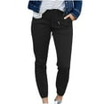 thumbnail image 1 of Tii.MM Womens Casual Slim Fit Tapered Jogger Pants Skinny High Waist Cinch Bottom Cargo Pants with Pockets Athletic Work Outfits(Small,Black), 1 of 7
