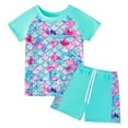 thumbnail image 1 of Tiijoy 2-Piece Swimsuit for Girls Scale Print Short Sleeve Rash Guard Shorts Swimming Suit, Sizes 4-12, 1 of 8