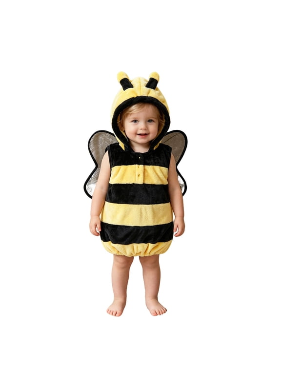 Baby Boys Cute Bee Hooded Vest Dress Up Fleece Sleeveless Top, Yellow, Sizes 6M-4T