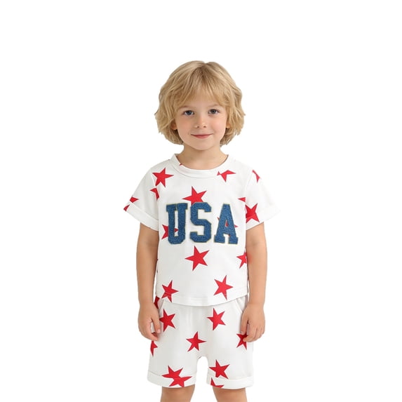 Tiijoy Baby Boys Independence Day Outfits Short Sleeve T Shirt Shorts Set, Sizes 3-6 Months