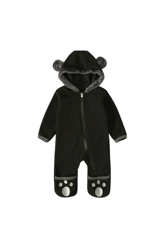 Baby Footed Hooded Jumpsuit Cute Warm One-Piece Footies Sleeper, Sizes 18-24M