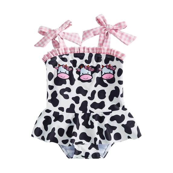 Tiijoy Baby Girl's Cute Ruffle One-Piece Swimsuit Tie-Shoulder Bathing Suit, Sizes 0-3T