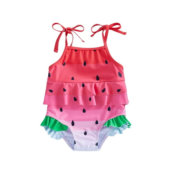 Tiijoy Baby Girls Cute Ruffle One-Piece Swimsuit with Adjustable Straps Swimwear, Sizes 6M-4T