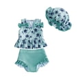 thumbnail image 1 of Tiijoy Baby Girls Ruffle Bow Tankini Swimsuit with Sun Hat Bathing Suit, 3Pcs, Sizes 3M-3T, 1 of 8